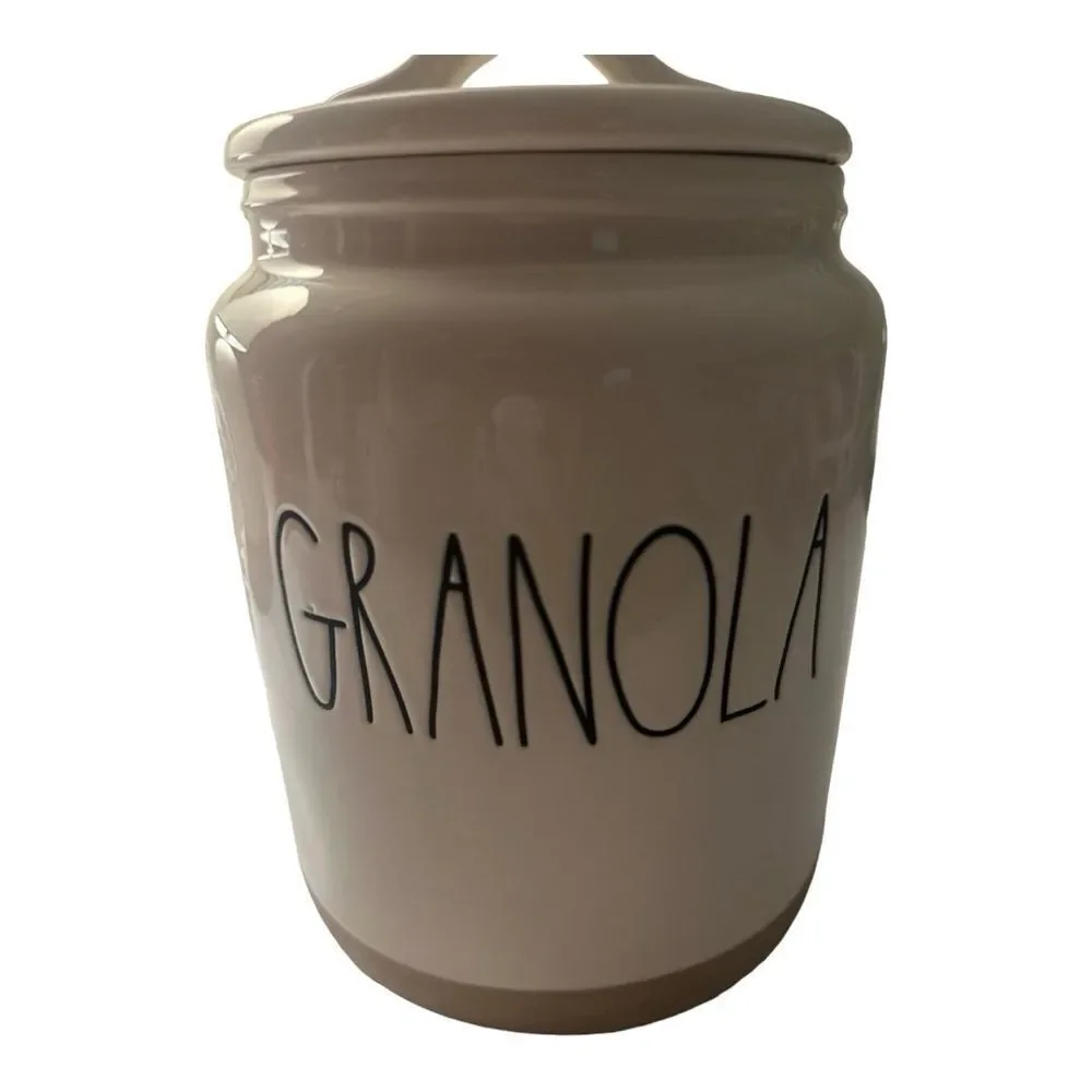 Rae Dunn Granola Canister with Lid, Ceramic Jar, Kitchen‎ Storage, Decor